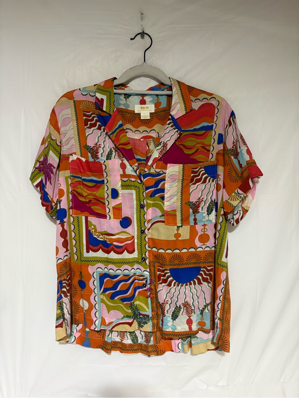 Maeve Multi-Color Abstract Print Button-Down Shirt